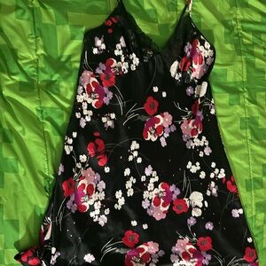 Ambrielle Black Floral Satin Dress